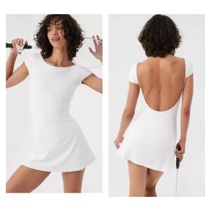 Aerie Offline By Aerie Real‎ Me XTRA Back Me Up Mini Tennis Dress White Size L